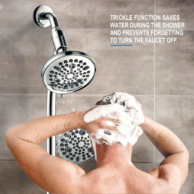 Alt view image 7 of 7 - High Pressure 82-Mode 3-Way Handheld/Rain Shower Head Combo 25.75" Adjustable Drill-Free Stainless Steel Slide Bar, Pet & Tub Power Wash, Anti-Clog Nozzles & 5ft Hose, Polished Chrome