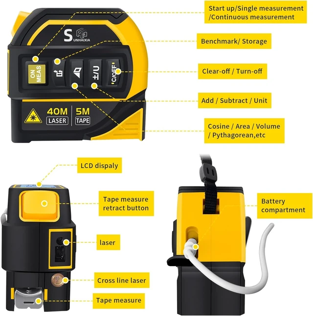 Alt view image 2 of 7 - 4-in-1 Laser Tape Measure with Crosshair Laser Level