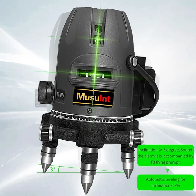 Alt view image 6 of 7 - (Outdoor Superbright) 5 Lines Green Laser Level 360 Self Leveling Precision Outdoor Level Tool, 5 Strong Light Spots, Rotates 360 Degrees, High Capacity Lithium Ion Battery