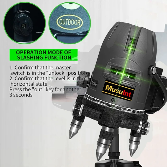 Alt view image 6 of 7 - (Outdoor Super Bright) 5 Lines Green Cross Line Laser Level 360 Self Leveling Precision Level Tool with 360° Rotating Base, Digital Li-ion Battery, 5 Strong Light Spots & 1 Plumb Point