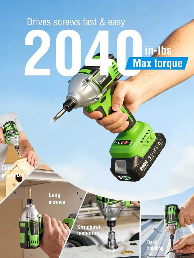 Alt view image 2 of 7 - 21V Cordless Drill & Impact Driver Combo Kit for Home DIY