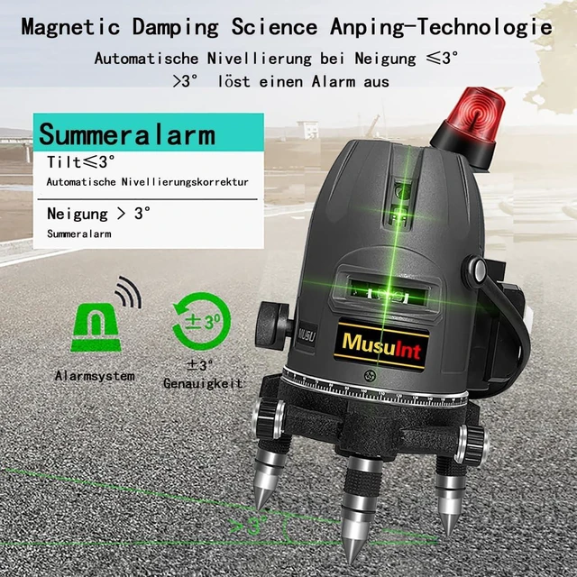 Alt view image 2 of 7 - (Outdoor Superbright) 5 Lines Green Laser Level 360 Self Leveling Precision Outdoor Level Tool, 5 Strong Light Spots, Rotates 360 Degrees, High Capacity Lithium Ion Battery