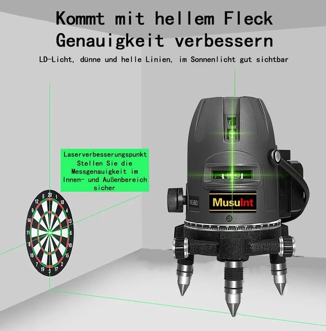 Alt view image 4 of 7 - (Outdoor Superbright) 5 Lines Green Laser Level 360 Self Leveling Precision Outdoor Level Tool, 5 Strong Light Spots, Rotates 360 Degrees, High Capacity Lithium Ion Battery