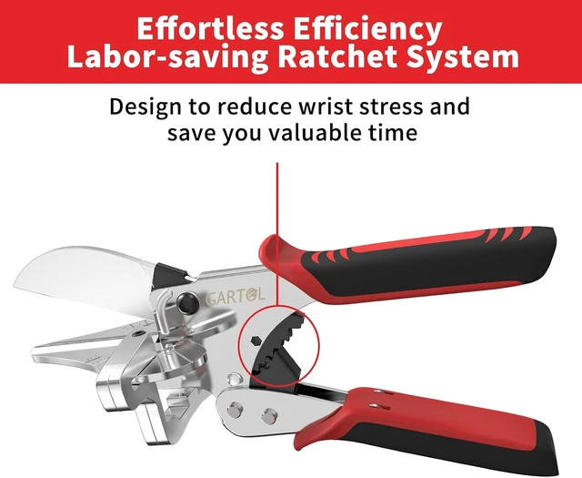 Alt view image 2 of 6 - Ratchet Miter Shears with Adjustable 45°-135° Angle Cutting