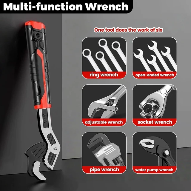Alt view image 6 of 7 - 4 Pack Self-Adjusting Self-Locking Pipe Wrench Set Pipe Vise Tools