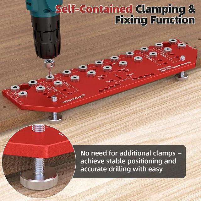 Alt view image 5 of 7 - 2-in-1 11-Hole Shelf Pin Jig & Hinge Jig, 1/4 Inch and 5mm Shelf Hole Jig