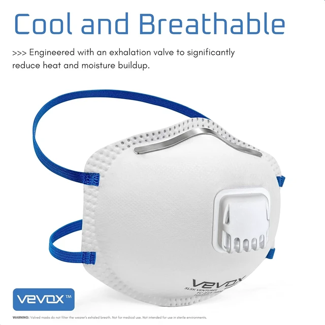 Alt view image 3 of 7 - N95 Mask NIOSH Approved Valved Particulate Respirator with Comfort-Plus Seal, Dust Mask for Adults, 10 or 20 Pack