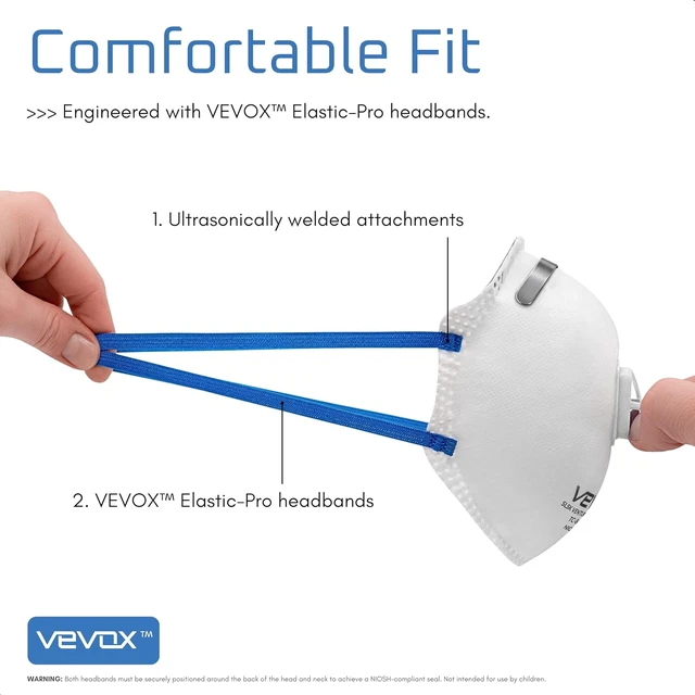 Alt view image 5 of 7 - N95 Mask NIOSH Approved Valved Particulate Respirator with Comfort-Plus Seal, Dust Mask for Adults, 10 or 20 Pack
