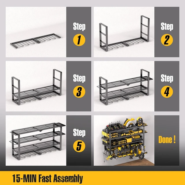 Alt view image 4 of 7 - Power Tool Organizer with Charging Station & 6 Outlets, 420 LB Capacity