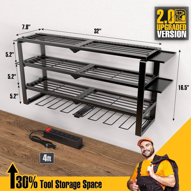 Alt view image 6 of 7 - Power Tool Organizer with Charging Station & 6 Outlets, 420 LB Capacity