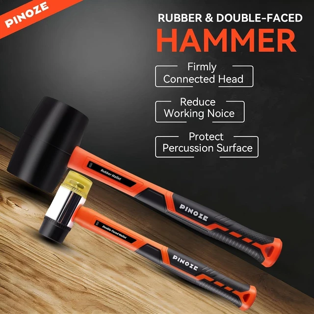 Alt view image 4 of 7 - 6-Piece Hammer Mallet Set Forged Steel Head, Fiberglass Handle, 16oz Ball Pein Hammers