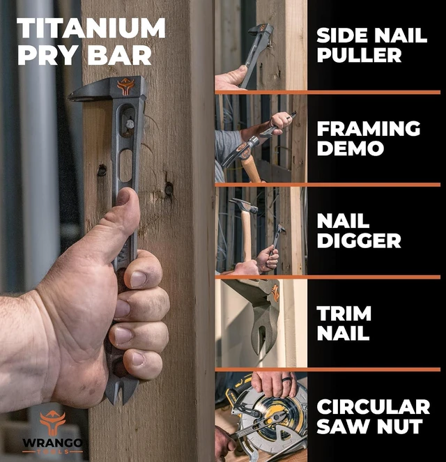 Alt view image 7 of 7 - 9.5" Titanium Cats Paw Pry Bar Nail Puller, 45% Lighter Than Steel, 13mm Bolt Remover, Professional Contractor Grade, 5% Donated to Help Farmers