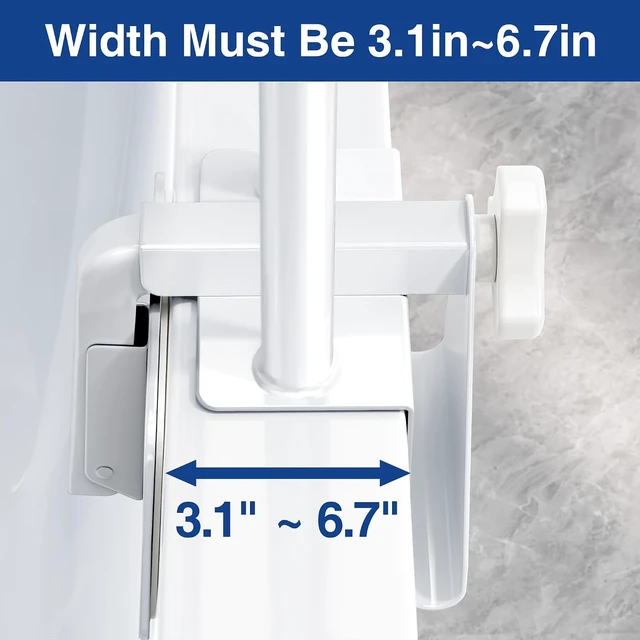 Alt view image 3 of 7 - Adjustable Bathtub Safety Rail Non-Slip Grab Bar Handle for Seniors & Elderly, Fits 3.1 to 6.7 Inch Tub Walls, Supports 300 lbs