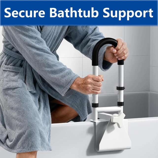 Alt view image 6 of 7 - Adjustable Bathtub Safety Rail Non-Slip Grab Bar Handle for Seniors & Elderly, Fits 3.1 to 6.7 Inch Tub Walls, Supports 300 lbs