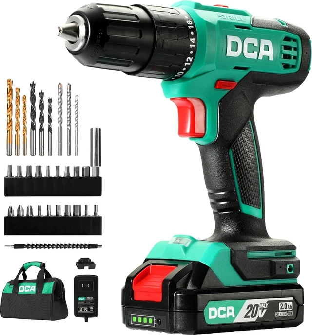 Main image of 20V Cordless Hammer Drill Set 354 In-lb Torque, 1/2" Keyless Chuck, 22500 IPM, 2 Variable Speeds, 18+1+1 Position, 14 Drill/Driver Bits for Brick, Metal & Wood (ADJZ2035i13)