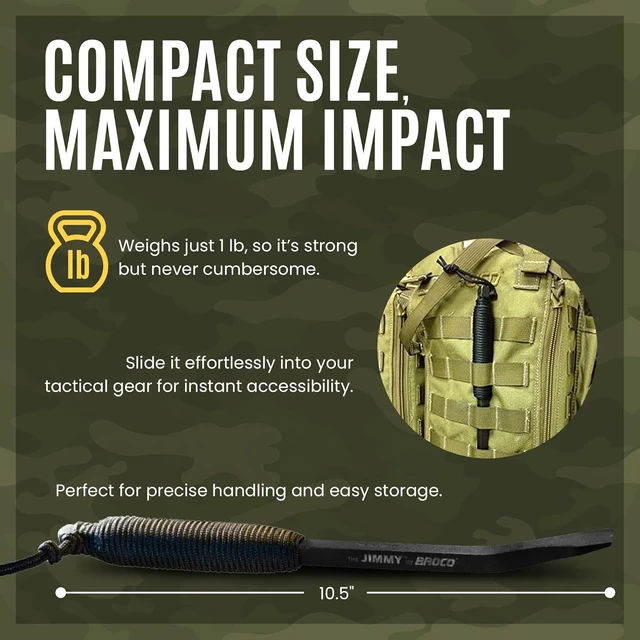 Alt view image 4 of 6 - Jimmy Tactical Pry Bar 10.5" Durable Steel EDC Crowbar, Rescue & Breaching Tool with Comfort Grip & Nail Puller