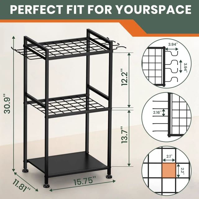 Alt view image 2 of 7 - Garden Tool Organizer with Feet, Holds Up to 35 Long-Handled Tools, Black