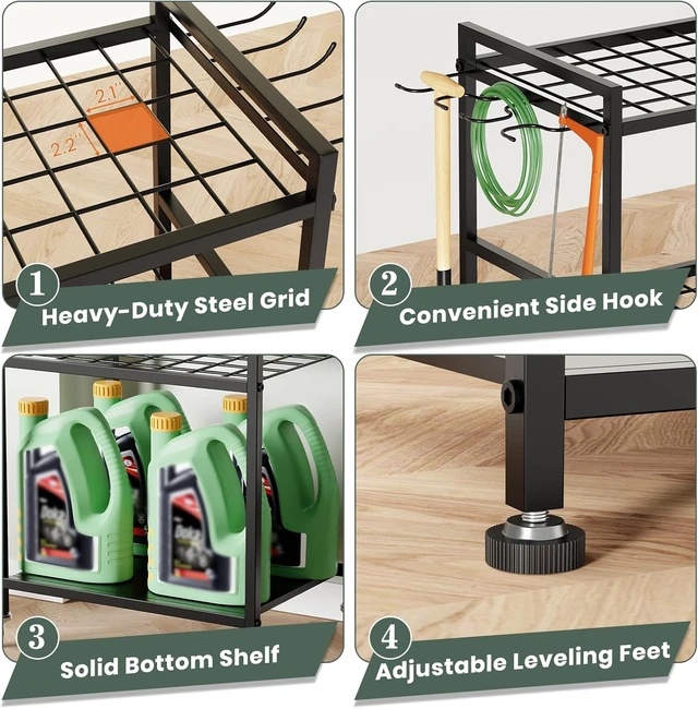 Alt view image 4 of 7 - Garden Tool Organizer with Feet, Holds Up to 35 Long-Handled Tools, Black