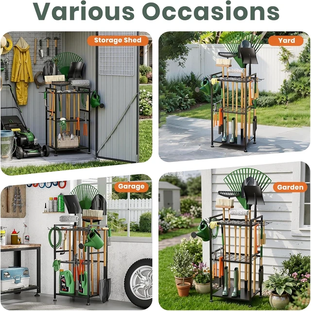 Alt view image 7 of 7 - Garden Tool Organizer with Feet, Holds Up to 35 Long-Handled Tools, Black