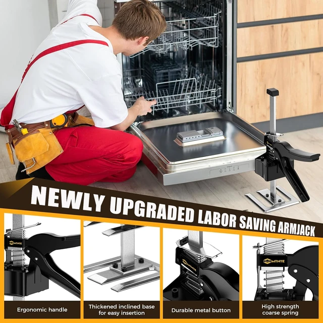 Alt view image 3 of 6 - 2 Pack Labor Saving Arm Furniture Jack Lifter Tool, Black & Yellow