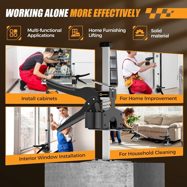 Alt view image 6 of 6 - 2 Pack Labor Saving Arm Furniture Jack Lifter Tool, Black & Yellow