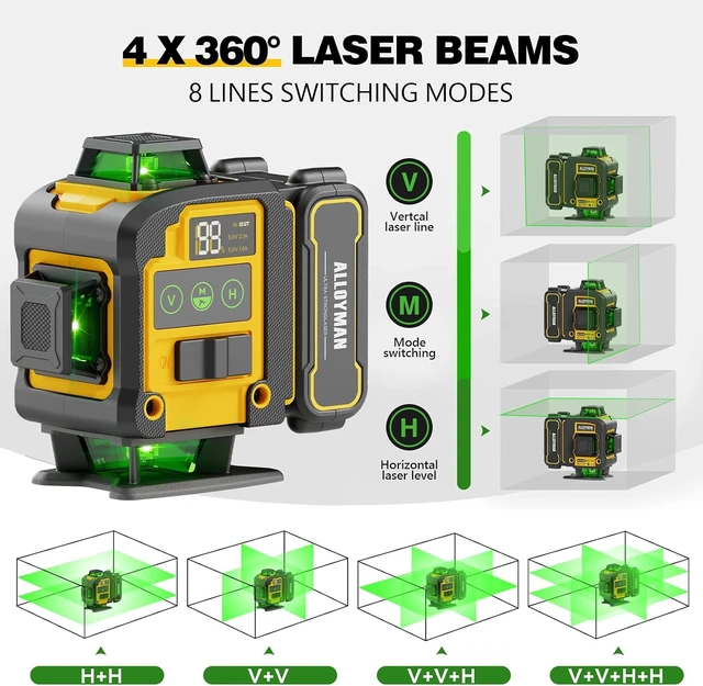 Alt view image 2 of 7 - Laser Level with Tripod, 4× 360° Self Leveling
