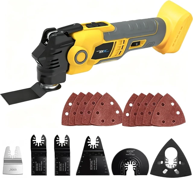 Main image of 16 Pcs Brushless Oscillating Multi-Tool Kit for De-Walt 20V Battery Anti-Vibration, 6 Variable Speed for Scraping, Sanding & Cutting (Tools Only)
