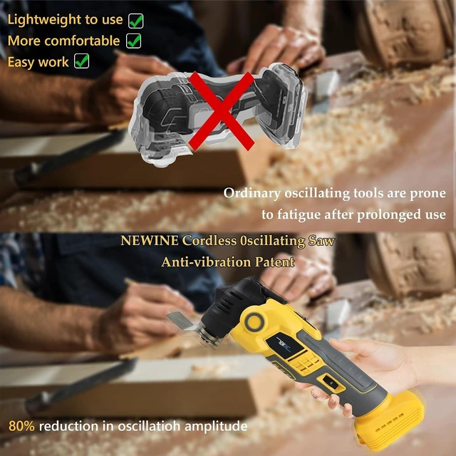 Alt view image 2 of 7 - 16 Pcs Brushless Oscillating Multi-Tool Kit for De-Walt 20V Battery Anti-Vibration, 6 Variable Speed for Scraping, Sanding & Cutting (Tools Only)