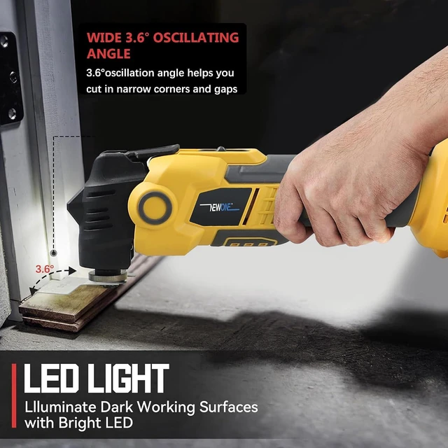 Alt view image 3 of 7 - 16 Pcs Brushless Oscillating Multi-Tool Kit for De-Walt 20V Battery Anti-Vibration, 6 Variable Speed for Scraping, Sanding & Cutting (Tools Only)