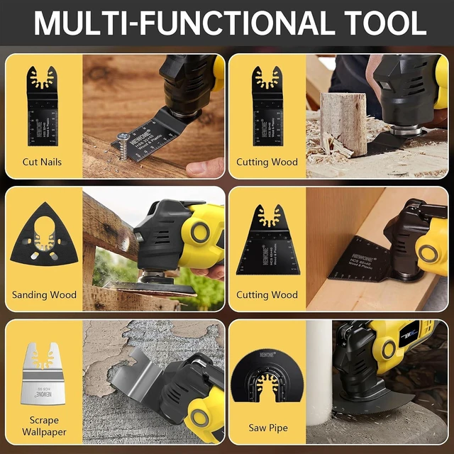 Alt view image 4 of 7 - 16 Pcs Brushless Oscillating Multi-Tool Kit for De-Walt 20V Battery Anti-Vibration, 6 Variable Speed for Scraping, Sanding & Cutting (Tools Only)