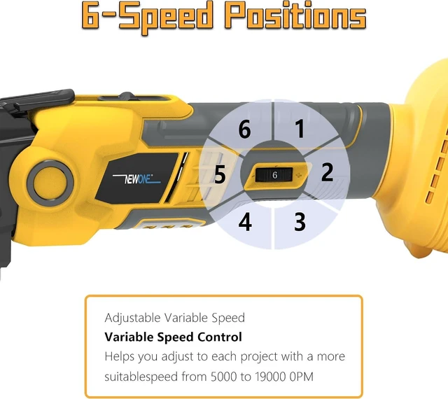 Alt view image 5 of 7 - 16 Pcs Brushless Oscillating Multi-Tool Kit for De-Walt 20V Battery Anti-Vibration, 6 Variable Speed for Scraping, Sanding & Cutting (Tools Only)