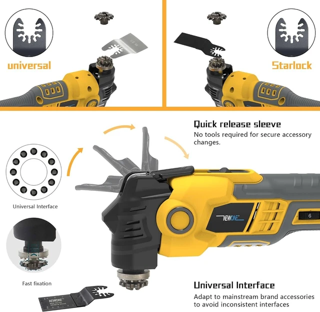 Alt view image 7 of 7 - 16 Pcs Brushless Oscillating Multi-Tool Kit for De-Walt 20V Battery Anti-Vibration, 6 Variable Speed for Scraping, Sanding & Cutting (Tools Only)