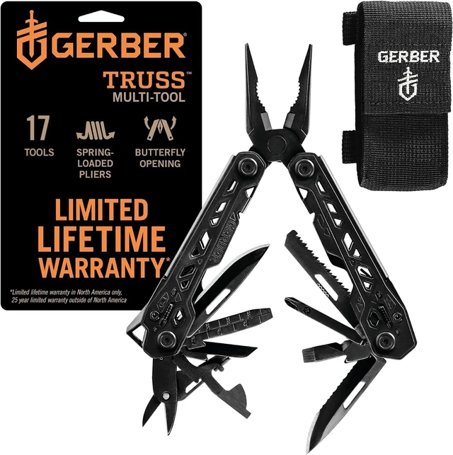 Main image of Truss 17-in-1 EDC Multitool Pliers with Sheath & Pocket Knife, Black
