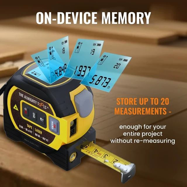 Alt view image 3 of 7 - The Almighty Ruler Laser Tape Measure Smart Range Finder, 131ft / 40m