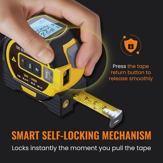 Alt view image 4 of 7 - The Almighty Ruler Laser Tape Measure Smart Range Finder, 131ft / 40m