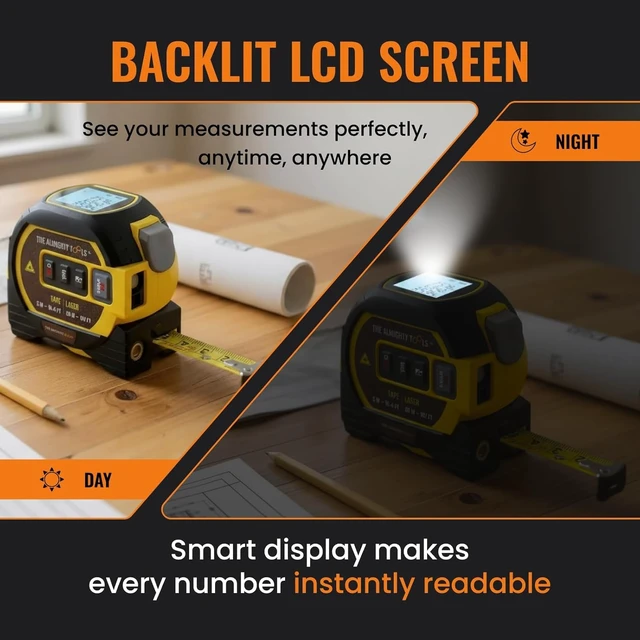 Alt view image 5 of 7 - The Almighty Ruler Laser Tape Measure Smart Range Finder, 131ft / 40m