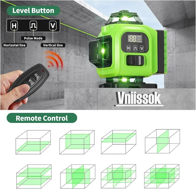 Alt view image 3 of 7 - 16 Line 4x360° 4D Green Cross Line Laser Level 360 Self Leveling Professional Leveler with 2 Batteries for Construction & Picture Hanging (Green)