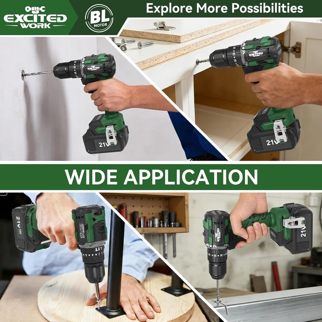 Alt view image 7 of 7 - 21V Brushless Cordless Impact Drill with Dual 3.0Ah Batteries