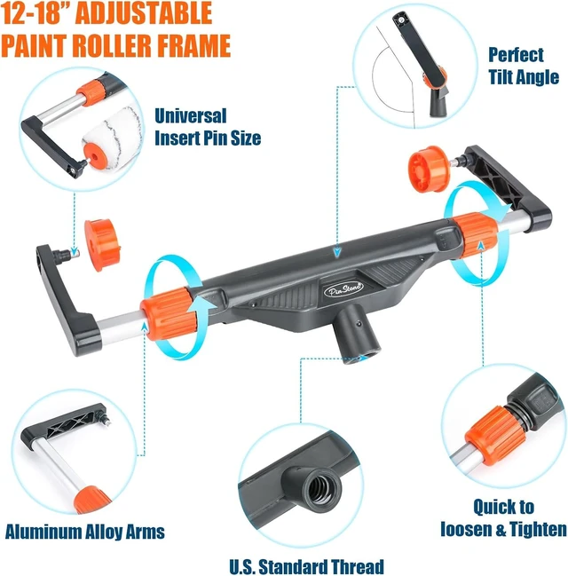 Alt view image 3 of 6 - 10 pc Adjustable Large Paint Roller Kit 12"-18" with Aluminum Extension Pole