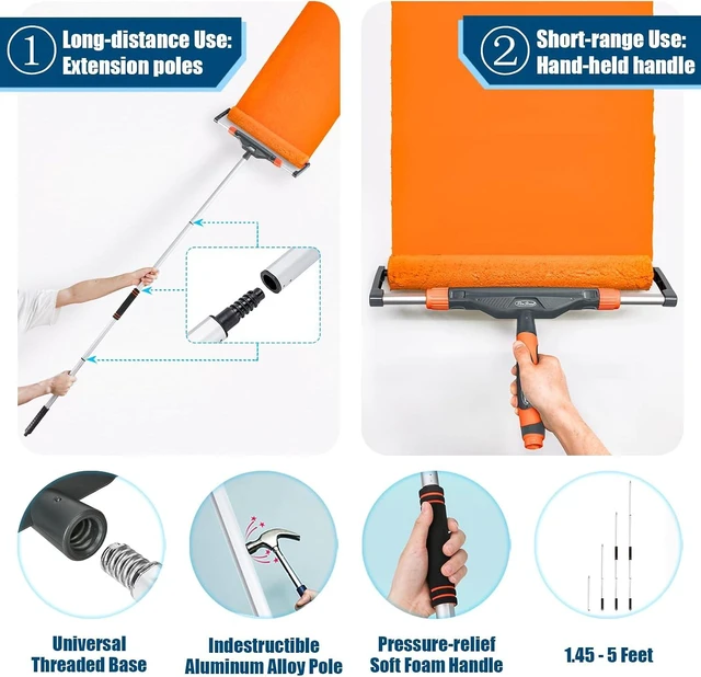 Alt view image 5 of 6 - 10 pc Adjustable Large Paint Roller Kit 12"-18" with Aluminum Extension Pole