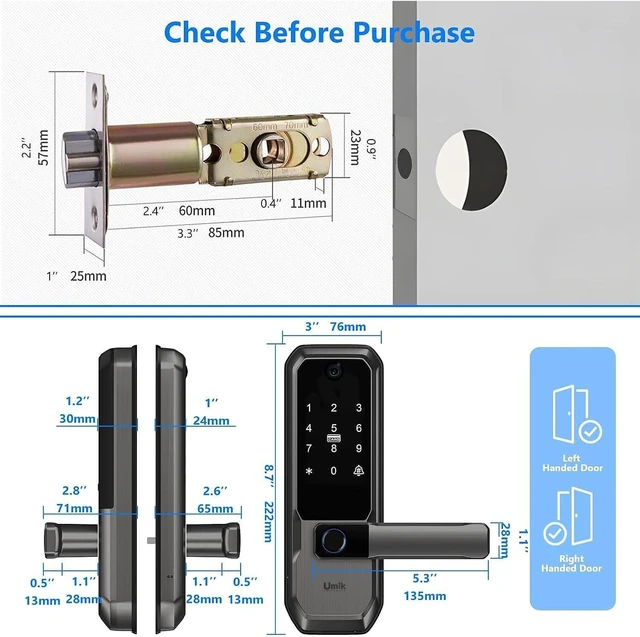 Alt view image 2 of 7 - UMIKSMART WiFi Smart Door Lock with Camera, Fingerprint Keypad & App Control