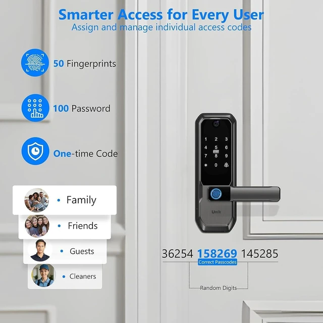 Alt view image 4 of 7 - UMIKSMART WiFi Smart Door Lock with Camera, Fingerprint Keypad & App Control