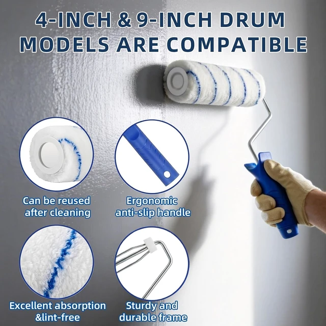 Alt view image 4 of 7 - 27 Pcs Paint Roller Kit with 4FT Extension Pole for Wall Painting, NOEIAKE