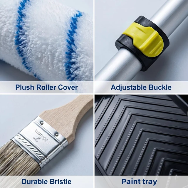 Alt view image 5 of 7 - 27 Pcs Paint Roller Kit with 4FT Extension Pole for Wall Painting, NOEIAKE