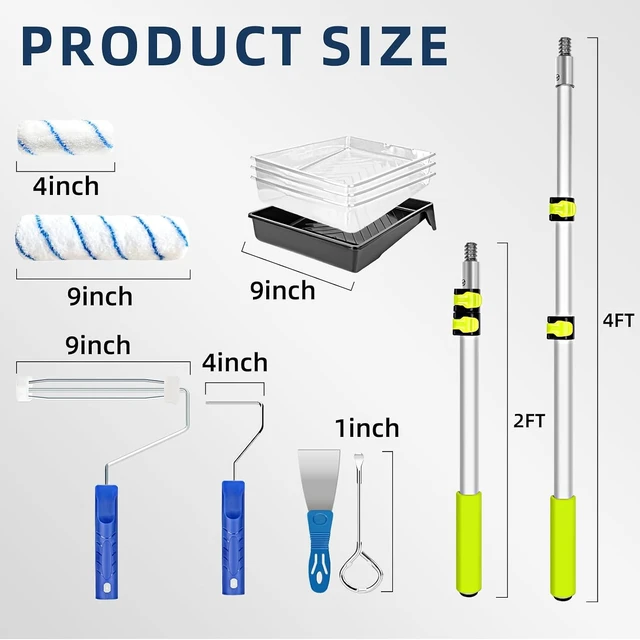 Alt view image 3 of 7 - 27 Pcs Paint Roller Kit with 4FT Extension Pole for Wall Painting, NOEIAKE