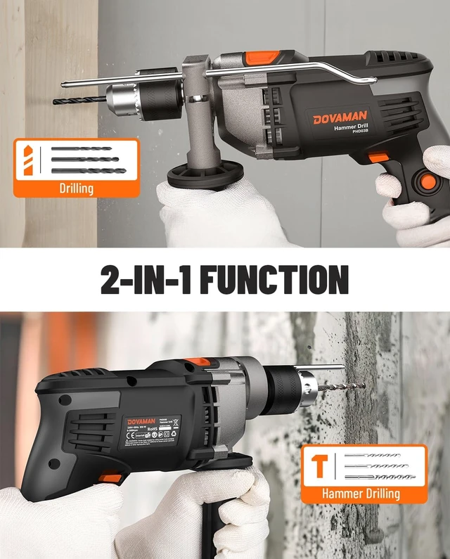 Alt view image 3 of 7 - 7.5A Corded 1/2'' Hammer Impact Drill