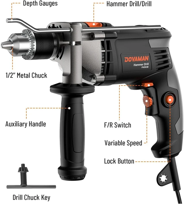 Alt view image 5 of 7 - 7.5A Corded 1/2'' Hammer Impact Drill