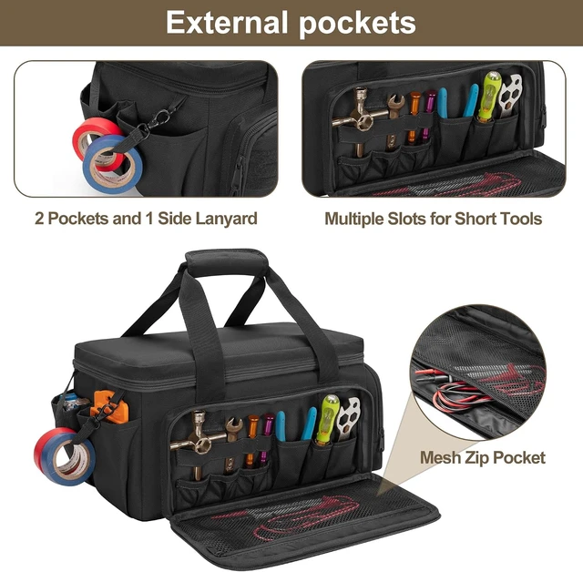 Alt view image 3 of 7 - 14-Inch Tactical Tool Bag Tool Storage Organizer & Range Bag, Black