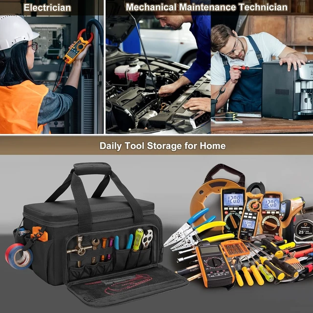 Alt view image 7 of 7 - 14-Inch Tactical Tool Bag Tool Storage Organizer & Range Bag, Black