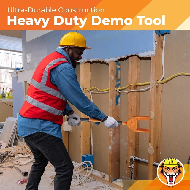 Alt view image 5 of 7 - 30 Demolition Pry Bar & Crowbar Oval Handle Wrecking Bar for Ceiling & Wall Demo, Heavy Duty Nail Puller Tool for Contractors, Firefighters & Home Renovations